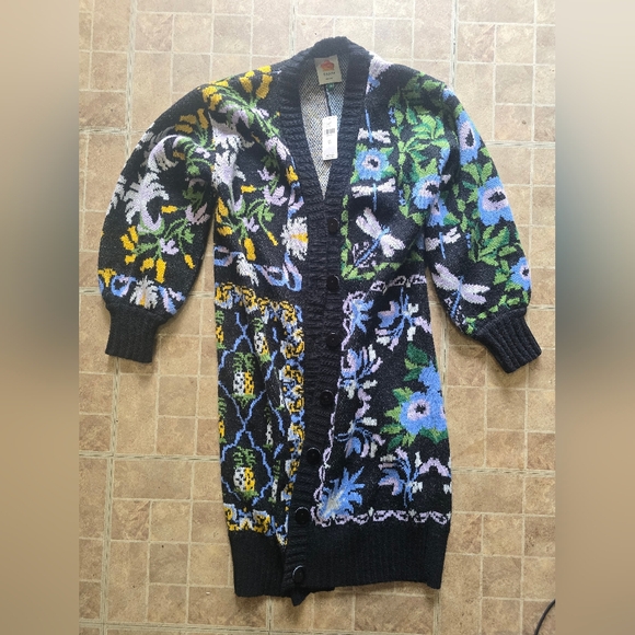 NWT Farm Rio Winter Garden Long Wrap Cardigan Sweater XS